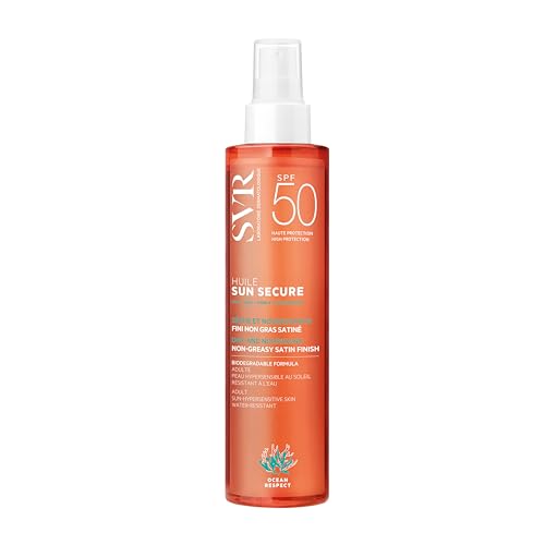 SVR - Sun Secure Huile Sèche SPF50 - Huile solaire satinée non grasse – Très haute protection UVA, UVB, infrarouge & lumière visible – Visage, corps & cheveux – Niacinamide, Vitamine E – 200 ml