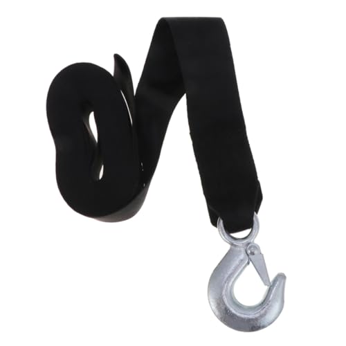 TOPBATHY Sangle De Treuil Remorquage 1,5 Tonnes 4,7 Cm Largeur Noire 8 Mètres Câble Sécurité Crochet Acier Usage Véhicule Tout-Usage Utilitaire