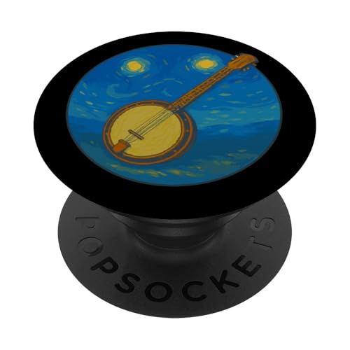 Banjo Bluegrass Folk Music - Van Gogh Starry Night Style PopSockets Adhesive PopGrip