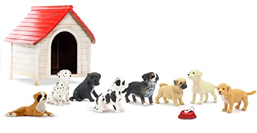 TOYMANY 10PCS Puppy Figurines, Realistic Detailed Cute Puppy Figures, Hand Painted Emulational Dog Figurines Toy Set for Kids