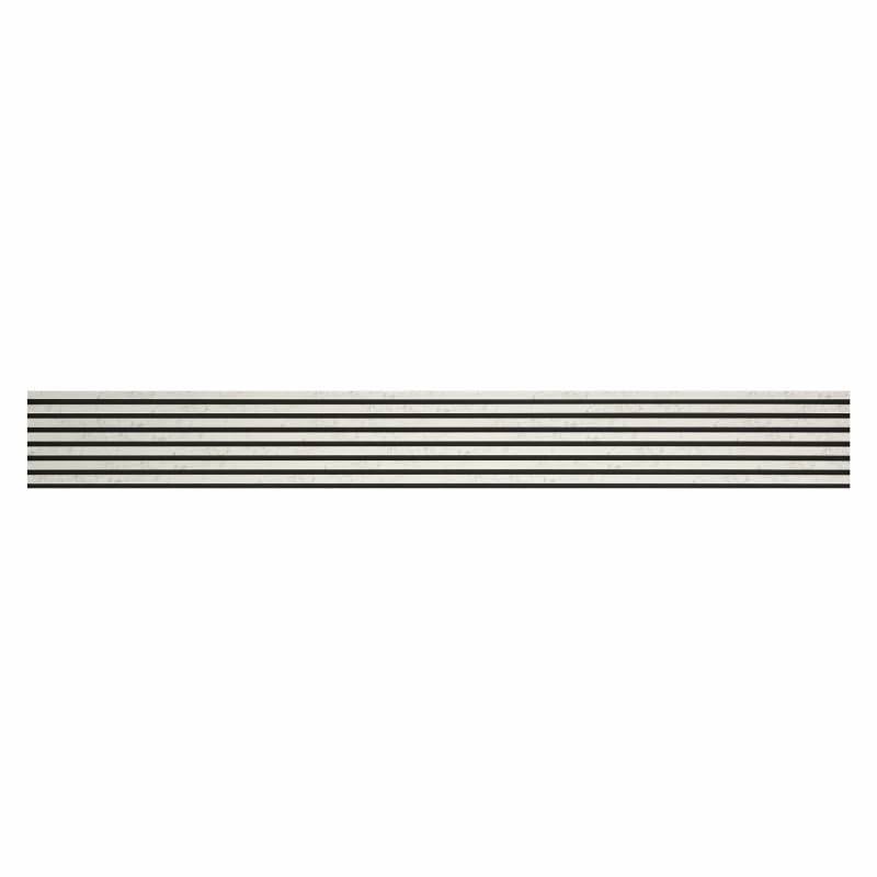 Panneau Mural Acoustique tasseaux Bois 250 x 30 x 1,9 cm - décor marbre Blanc/Feutrine Noir - 0,75m²