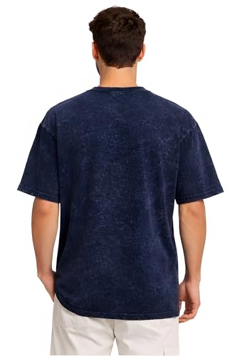 Image of Amazon Brand - Anarva Men's Oversized Acid Wash T-Shirt | Premium Cotton Relaxed Fit | Drop Shoulder Half Sleeve Casual Streetwear Tee for Men