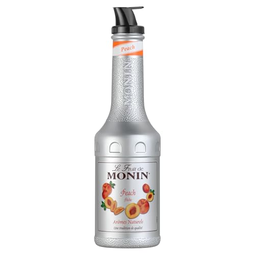 MONIN Peach Fruit Mix Puree 1L for Cocktails Smoothies and Mocktails. Vegan-Friendly Allergen-Free 100% Natural Flavours and Colourings. 2-in-1 Peach Puree and Sugar Syrup Hybrid