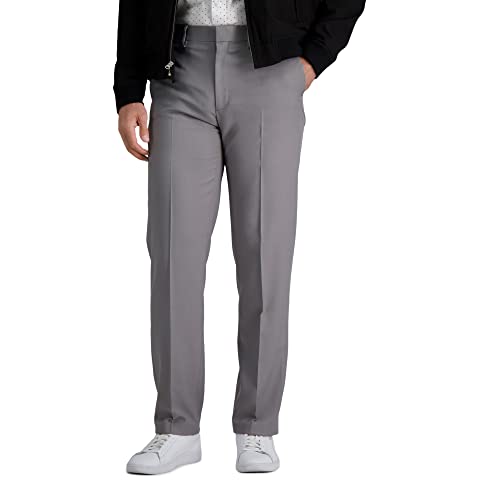J.M. Haggar Men's Sharkskin Superflex Waist Straight Fit Dress Pant, Grey,  29W x 29L at Amazon Men's Clothing store