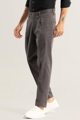 Image of SNITCH Dark Brown Slim Fit Cotton Trousers