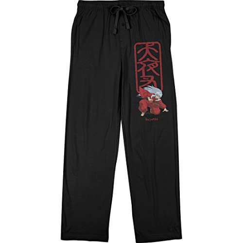Inuyasha Dog Demon Men's Black Graphic Sleep Pajama Pants