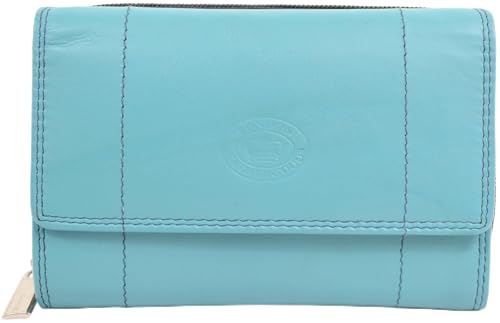 Ladies Soft Real Nappa Leather Zip-around Purse with Front Flap and Double Credit Card Swing Section (Lilac/Dark Brown/Dark Red/Mid Brown) (Ocean)