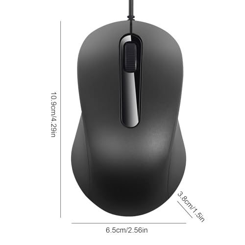 Ratón con cable para PC con diseño ergonómico, clics silenciosos y conexión USB 5