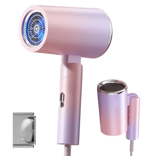 Wxeadu Seche Cheveux Voyage, 2400W Mini Seche Cheveux, Seches Cheveux de Voyage Pliable, Professionnel Sèches Cheveuxs Ionique avec 3 Températures et 2 Vitesses pour Famille Voyage Salons