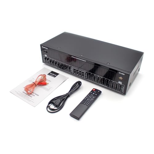 LeTkingok Equalizzatore Professionale EQ8000, Processore Audio a Doppio 10 Bande Decoder Ottico/Coassiale Bluetooth 5.4 Preamplificatore Hi-Fi USB con Telecomando
