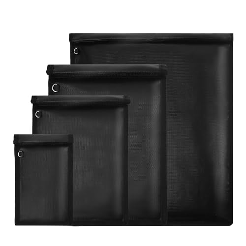 Faraday Bag 4 Pack – Waterproof & Fireproof Signal Blocking Pouch for Laptop, Tablet, Phone, Car Key – Anti-Theft & Anti-Tracking Faraday Cage Sleeve by EXLIFBAG - Used condition - US$17.88