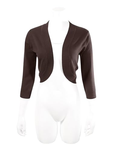 Allsense Women's 3/4 Sleeve V-Neck Cropped Bolero Shrug Cardigan2