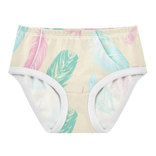 Funny Toddler Underwear Floral 2t Cotton Panties Little Girl Pastel Colored Feathers Cream Kids Undies Briefs