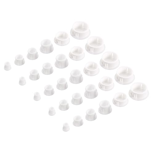 Image of uxcell Plastic Hole Plugs, 135Pcs 6 Sizes 3 /16 inch 1 /4 inch 5 /16 inch 3 /8 inch 1 /2 inch 1 inch Flush Type Panel Snap in Knockout Locking Plugs for Furniture Panels, White