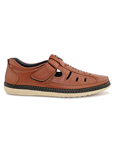 Image of ALBERTO TORRESI Comfortable and Breathable Fishermen Slip-On Synthetic Sandal with Rubber Sole for Enhanced Foot Grip - Perfect for Outdoor Activities and Travel TAN - 7 UK /India