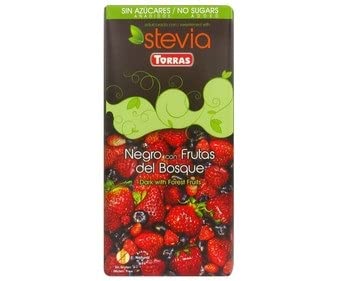 Chocolate negro frutos del bosque con stevia TORRAS 125 g.
