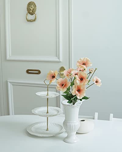 Kamang Ranunculus Flowers Coral Silk Flower (3 Stems) For Home Decor And Wedding. Artificial Pink Flower Arrangement And Table Centerpiece For Christmas Decor. Peach Coral Silk Flowers (Coral) #TOP3