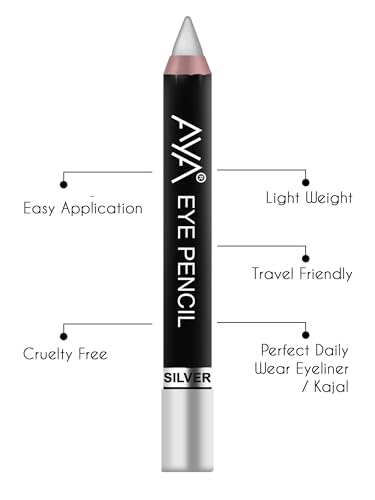 Image of AYA Eye Pencil For Kajal /Eye Liner - Silver 2.8g | Glides Smoothly | Creamy smooth formula | Light weight