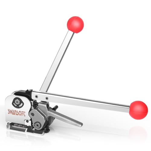 SWANSOFT Steel Banding Strapping Kit, Stainless Manual Packaging Banding Strapping Machine, Metal Steel Banding Tool Packing for Width 1/2