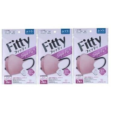 【3袋計21枚】フィッティ Fitty スタイルフィット プラス 立体 マスク 7枚入 ふつう オールドライラック×ブラック 個別包装+おまけ品付