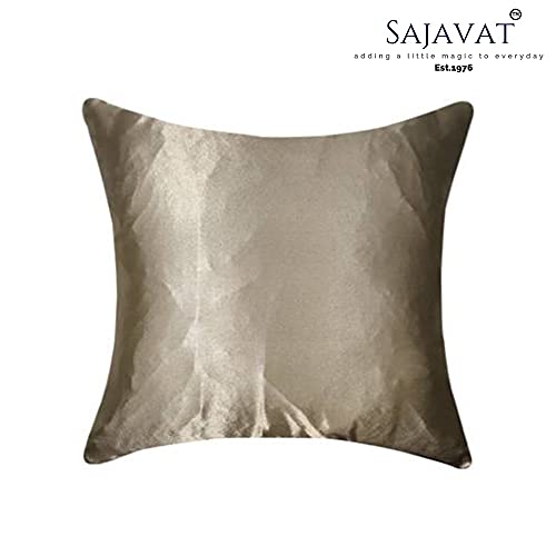 Image of SAJAVAT HOME Dupion Silk Self Design Cushion Cover (Pack of 1) Exclusive Edition 18x18 INCHES / 45x45 cm Brown (Grey, Dupion Silk) (Grey, Dupion Silk)