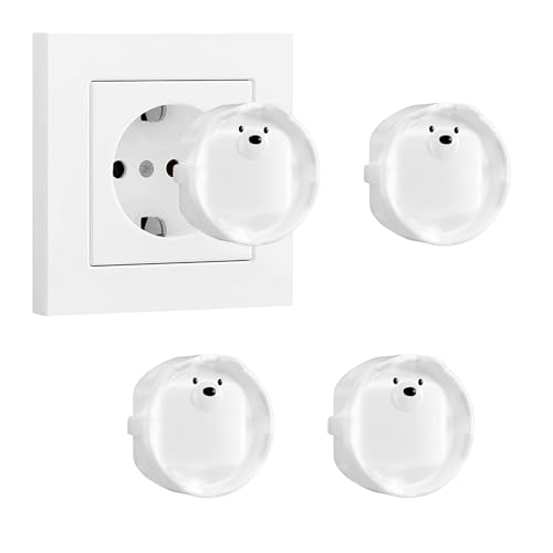 LLMtn 4 Stück F-Typ-Steckdosen, Silikondose dekorative Abdeckung Staubschutzhülle, Steckdos Dekorabdeckungen, Staubschutzabdeckungen, Schutzvorricht (4 Transluzent)