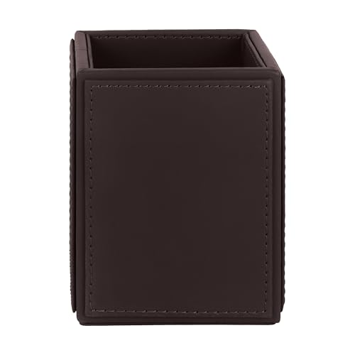 Image of V-CUBE DESIGNS Premium Vegan Leather Pen Holder for Desk & Study Table Accessory | Marker /Pencil Stand for Student | Stationery Organizer for Office Table & Home | 6mm Thickness with MDF Core |Brown
