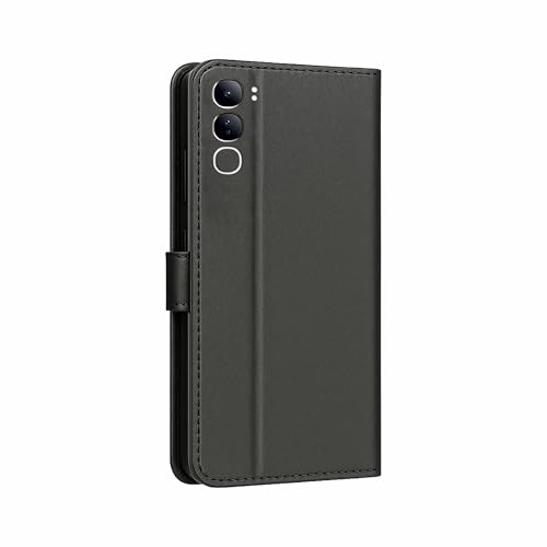 Image of AIBEX Shock Proof Flip Compatible for Vivo Y300 5G Flip Cover Leather Finish | Inside TPU with Card Pockets | Wallet Stand | Complete Protection Flip Case - Black