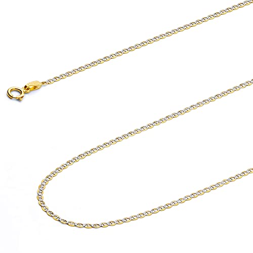 Wellingsale 14K Solid Gold Flat Mariner Chains (Select Options)