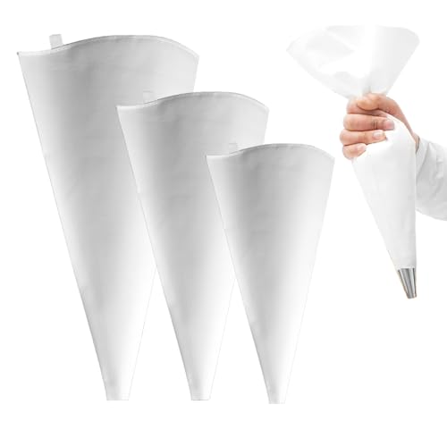 Werownsgso 3 Stücke Profi Spritzbeutel, Spritzbeutel Wiederverwendbar, 30/35/40 cm Baumwolle Piping Bag, 3 Größe Spritzbeutel für Spritzgebäck Gebäck Cupcakes Hausbacken