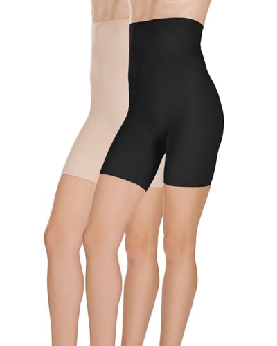 MeMoi 2 Pair High-Waist Shapewear Shorts, Smooth Thigh Shaper Shorts, Comfortable Womens Shapewear - Sizes S-4X