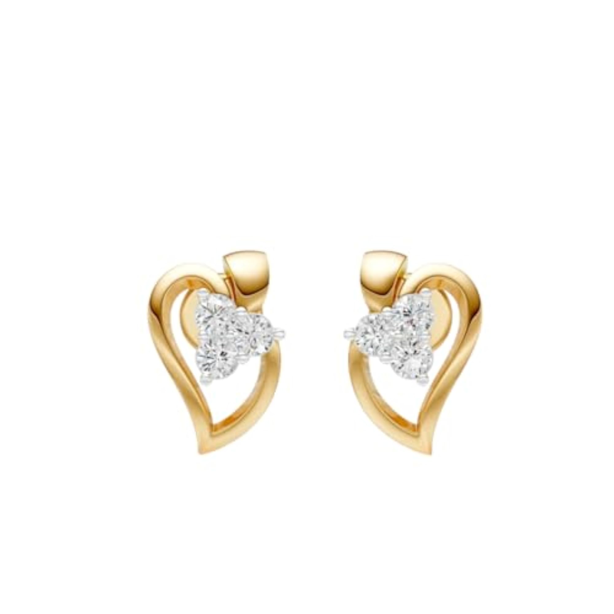 Women's 18KT Gold Vermeil Lab Grown Diamond Moon Wave Stud Earrings