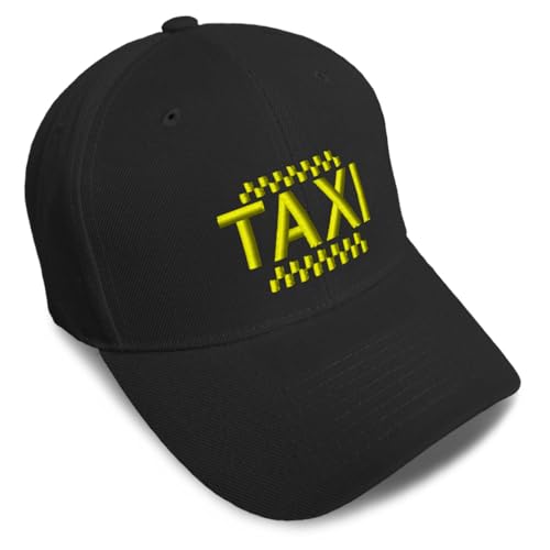 Custom Baseball Cap Taxi Embroidery Cars Acrylic Dad Hats for Men & Women Black Design Only