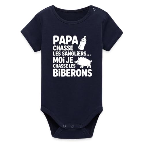 Body bébé manches courtes bio cadeau de naissance original Papa Chasse