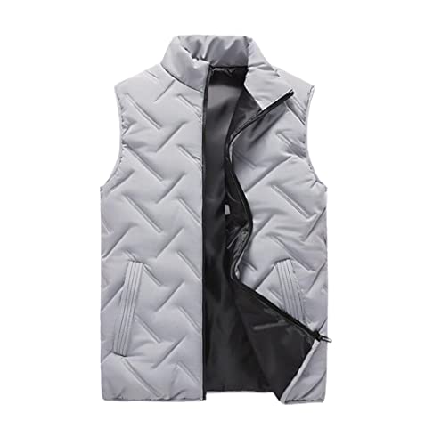 Chaleco acolchado de hombre invierno gris XL ropa de abrigo casual cuello soporte