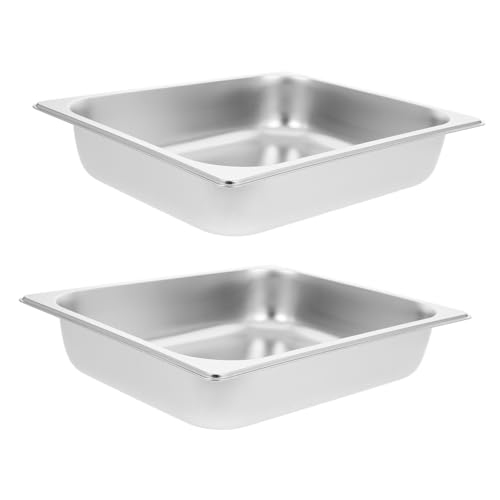 Toyvian 2個 ステンレス製 長方形スチームテーブルパン 食事割用 ホテル用 調理器具 耐久性と清掃簡単で パーティーやケータリングに