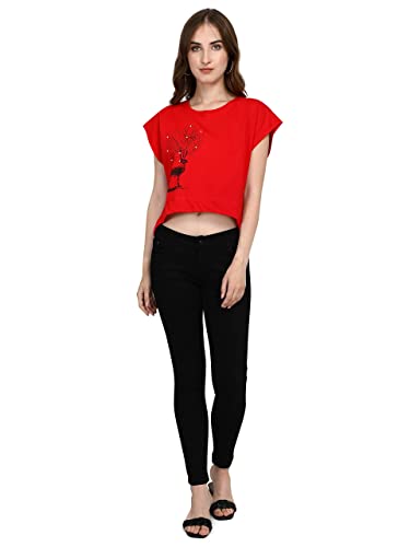 Image of Leriya Fashion Women's Haran Print Lycra with Animal Print Design on Half-Sleeve Regular Fit Office wear,Casual wear Top