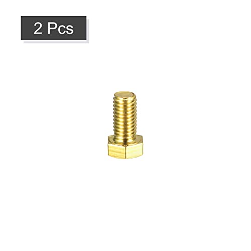 Image of uxcell Brass Hex Bolts, 1 /2-13x1 2pcs Fully Thread Grade 4.8 Solid Brass Hexagon Head Bolt Machine Screws for Machinery