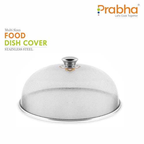 Image of Prabha Stainless Steel Dish Cover | Keep Your Food Fresh and Stylish | Ideal for Home & Kitchen, Flies Mosquitoes Insect Proof Dining Tables Covers Fruits, Cake, Vegetable, Rice Cover. (31 CM)