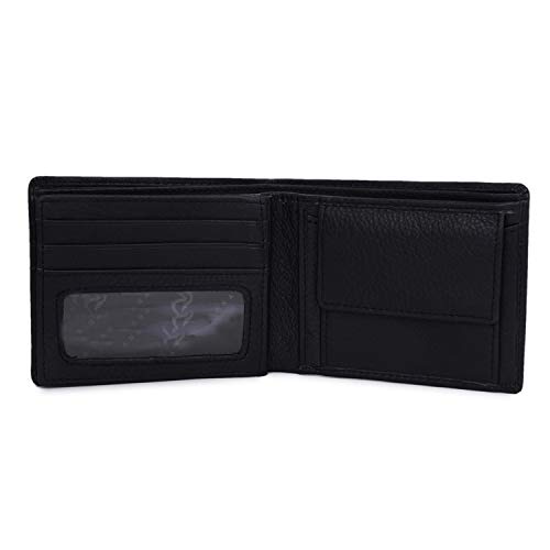 Image of KARA Black Men's Genuine Leather Wallet - Color Stitch Style Leather Wallet for Men with 6 Card Holder Slot