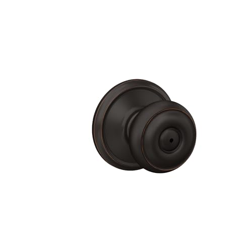 Image of Schlage F40 GEO 716 Georgian Door Knob, Bed & Bath Privacy Lock, Aged Bronze