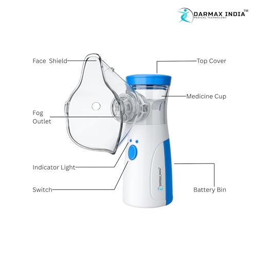 Image of Portable Mesh Nebulizer Machine for Kids & Adults | Ultrasonic Inhaler Device | Silent Handheld Nebulizer with USB Rechargeable Battery | Steam Inhaler for Asthma, Cough, Cold & Allergy Relief