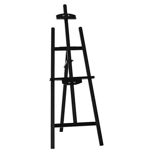 HOMCOM Caballete Pintura de Madera Caballete de Dibujo Estudio Inclinable 90° con Soporte Trípode y Pincel 51,5x71,5x134,5 cm Negro