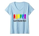 Photo Gallery donna san francisco skyline rainbow lgbtq gay pride mese regalo maglietta con collo a v Photo Gallery donna san francisco skyline rainbow lgbtq gay pride mese regalo maglietta con collo a v