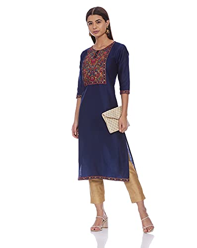 Image of Diverse Women's Cotton Blend Regular Straight Kurtis