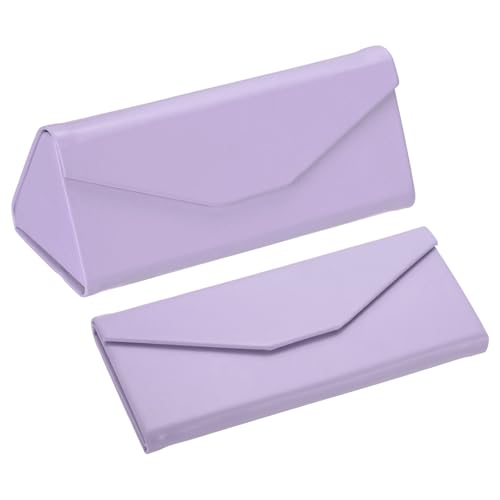 Image of PATIKIL Foldable Glasses Case, Triangle Magnetic Sunglasses Organizer Case PU Leather Hard Eyeglass Case for Women (2 Pcs)