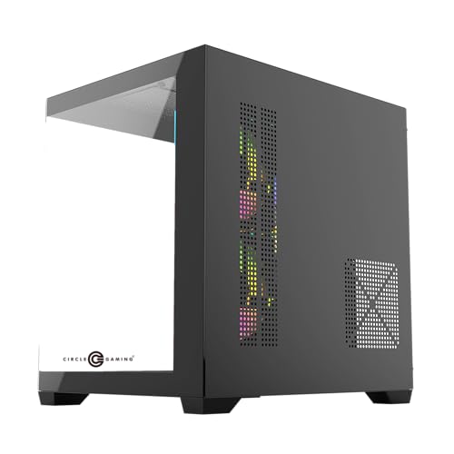 Image of Circle Lucid Micro M3 Mid- Tower Computer Case | Gaming Cabinet - Black| Support M-ATX, ITX | Pre- Installed 2 x 120mm Side and 1 x 120mm Rear ARGB Infinity Mirror Fans