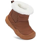 Scurtain Baby Boy Girl Snow Boots Infant Winter Warm Nonslip Shoes Cozy Fur Booties Lightweight Slip On Walking Shoes for First Walkers Indoor Outdoor Slippers 6-12 Months