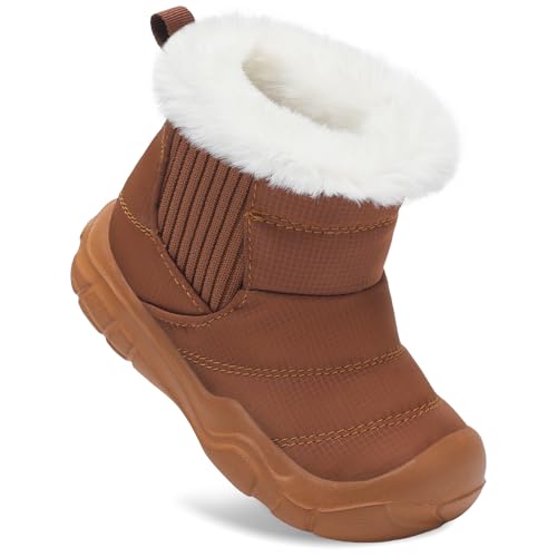 Baby Boy Girl Winter Shoes Warm Slip On Snow Boots Infant Comfortable Water Resistance Indoor Outdoor Shoes for First Walkers Lightweight Toddler Fur Slippers