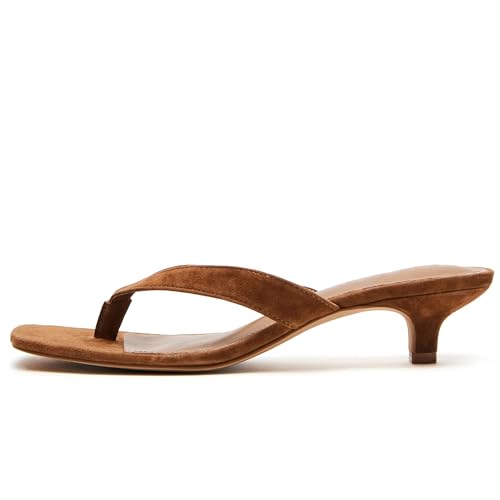 Jelly Flip Flops for Women Square Toe Thong Clear Kitten Heeled Sandals Comfortable Summer Beach Slip On Slippers Slide Shoes